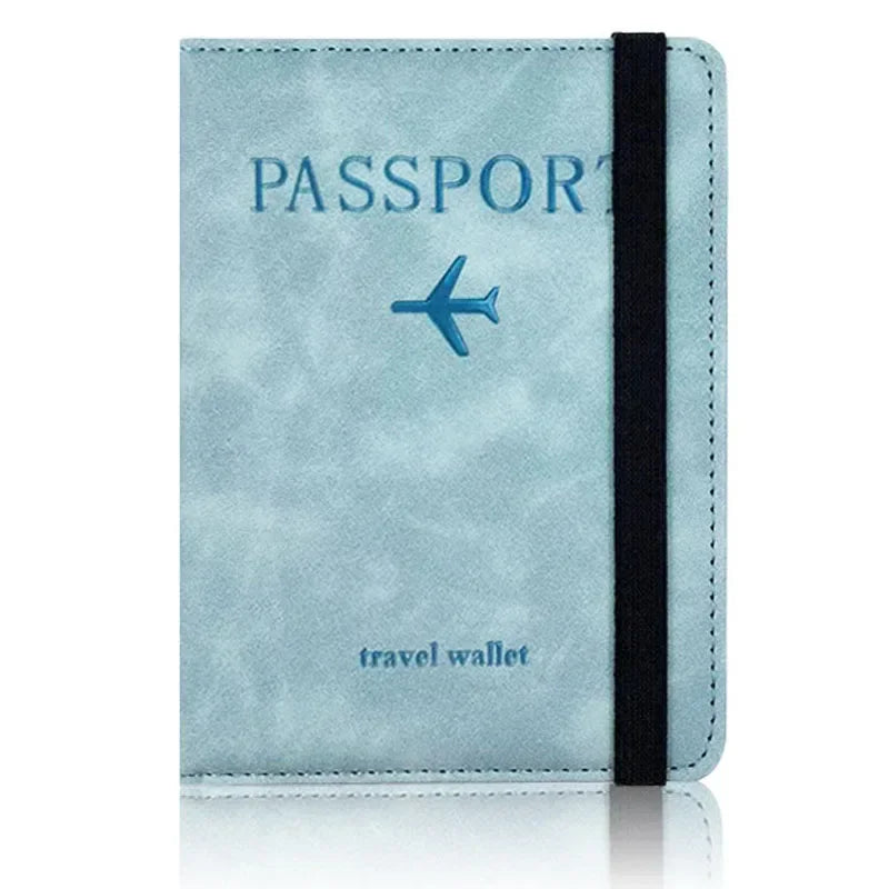 RFID Blocking Leather Card Case Passport Holder Cover Wallet Travel Accessories for Women Men