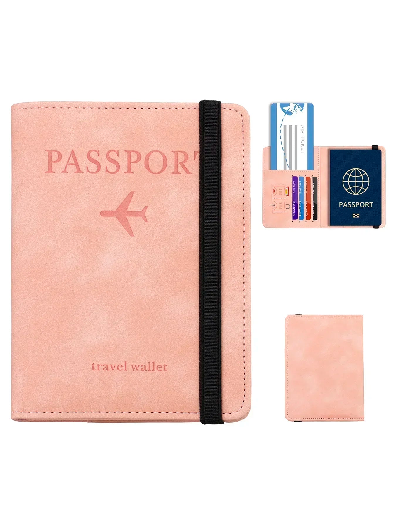 RFID Blocking Leather Card Case Passport Holder Cover Wallet Travel Accessories for Women Men