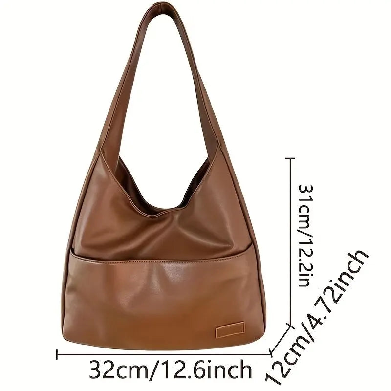 Women Hobo Bag Simple PU  2023 Fashion Large Capacity Handbag For School Work